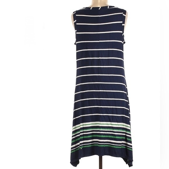 Max Studio navy white and green striped midi dress size small - Picture 2 of 7